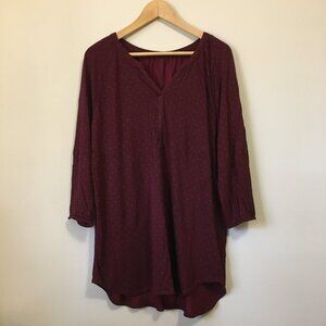 George Smokey Wine Tribal Tile Rayon Tunic Shirt 2X Plus